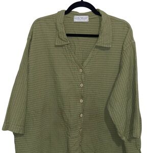 Ezze Wear Top Womens Plus Size 3X Lagenlook Lagom Canada Button Shirt Textured